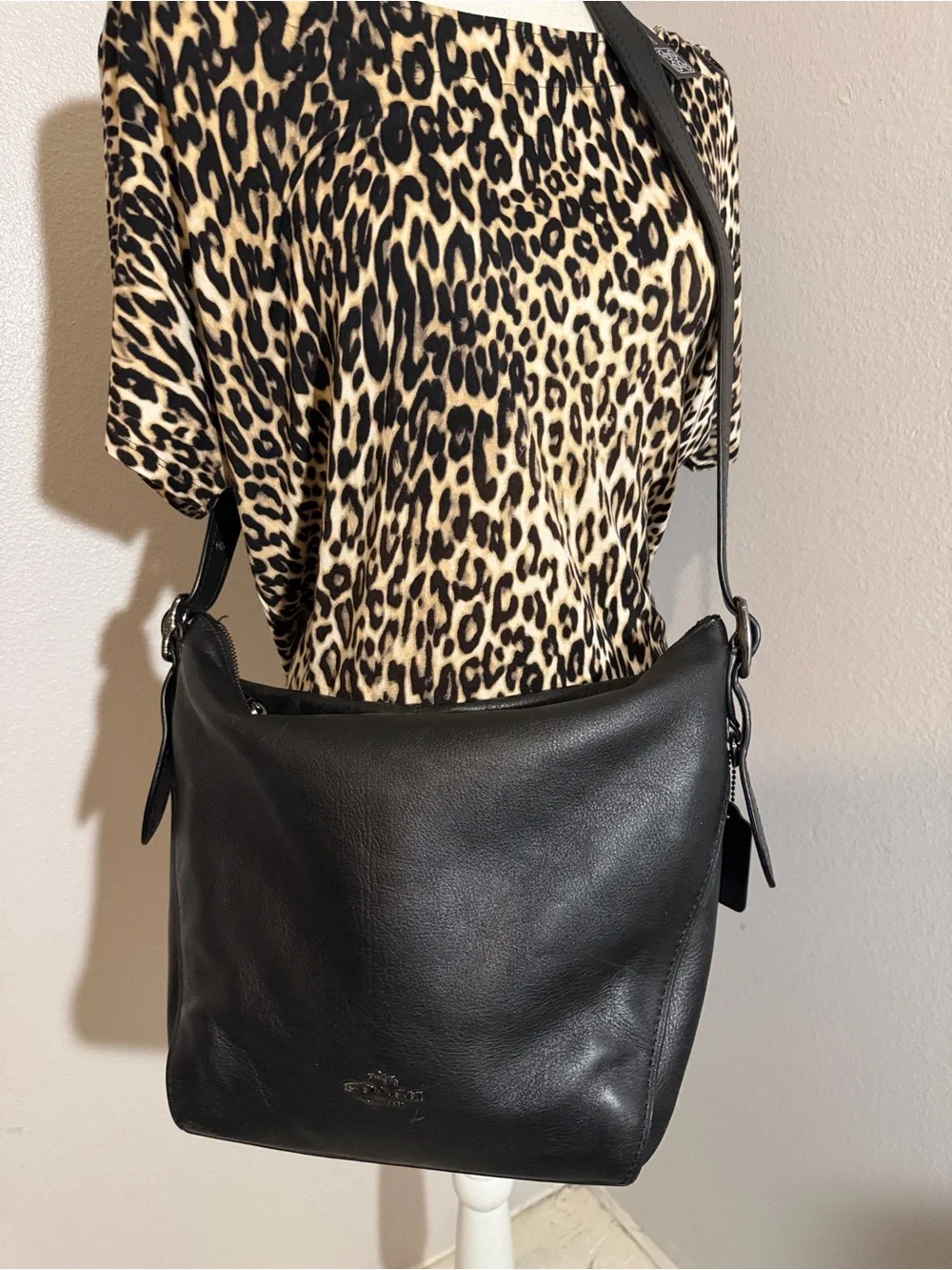 Coach Black Leather Shoulder Hobo Bag